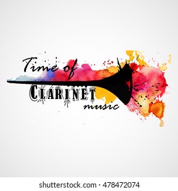 watercolor splashes with clarinet