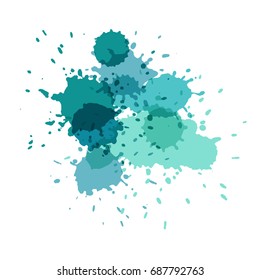 Watercolor splashes. Paint vector splat. Stains grunge texture. Isolated on white background 