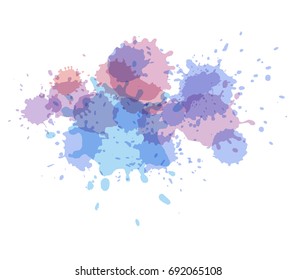 Watercolor splashes. Paint vector splat. 
Stains grunge texture. Isolated on white background. Light holographic colors