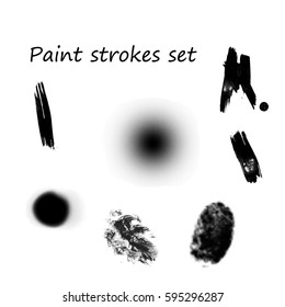 Watercolor splashes. Set of watercolor stains. Paint spots. The black. Vector illustration