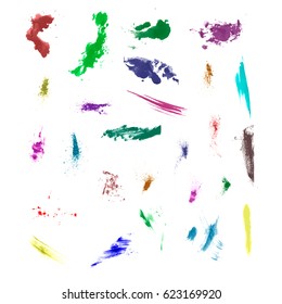 Watercolor splashes. Set of watercolor stains. Paint spots. The black. Vector illustration