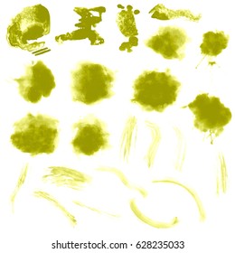 Watercolor splashes. Set of watercolor stains. Paint spots. Vector illustration