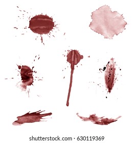 Watercolor splashes. Set of watercolor stains. Paint spots. The black. Vector illustration