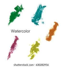 Watercolor splashes. Set of watercolor stains. Paint spots. The black. Vector illustration