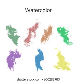 Watercolor splashes. Set of watercolor stains. Paint spots. The black. Vector illustration