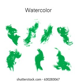 Watercolor splashes. Set of watercolor stains. Paint spots. The black. Vector illustration