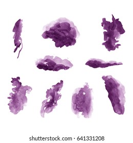 Watercolor splashes. Set of watercolor stains. Paint spots. Vector illustration