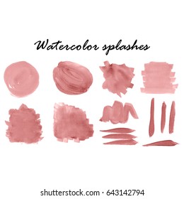 Watercolor splashes. Set of watercolor stains. Paint spots. Vector illustration