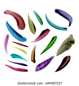 Watercolor splashes. Set of watercolor stains. Paint spots. The black. Illlustration