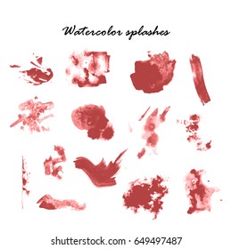 Watercolor splashes. Set of watercolor stains. Paint spots. The black. Vector illustration