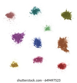 Watercolor splashes. Set of watercolor stains. Paint spots. The black. Vector illustration