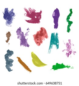 Watercolor splashes. Set of watercolor stains. Paint spots. The black. Vector illustration