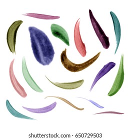Watercolor splashes. Set of watercolor stains. Paint spots. Vector illustration