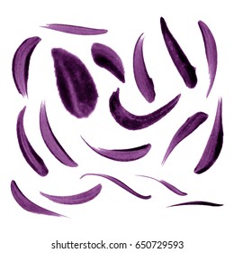 Watercolor splashes. Set of watercolor stains. Paint spots. Vector illustration