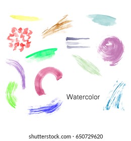 Watercolor splashes. Set of watercolor stains. Paint spots. Vector illustration