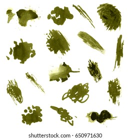 Watercolor splashes. Set of watercolor stains. Paint spots. The black. Vector illustration