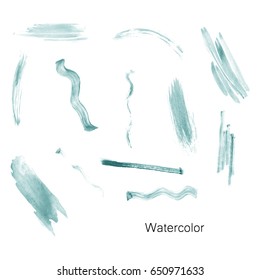 Watercolor splashes. Set of watercolor stains. Paint spots. The black. Vector illustration