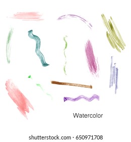 Watercolor splashes. Set of watercolor stains. Paint spots. The black. Vector illustration