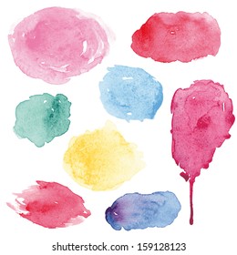 Watercolor splashes set in vector