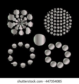 Watercolor splashes and stain texture. Vector silver illustration