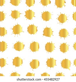 Watercolor splashes and stain texture. Vector gold illustration