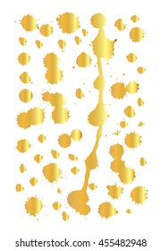 Watercolor splashes and stain texture. Vector gold illustration
