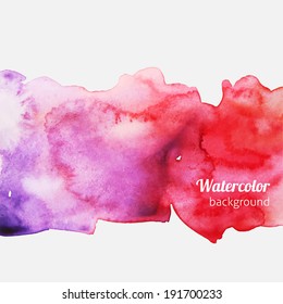 Watercolor splatter pink and violet vector abstract background