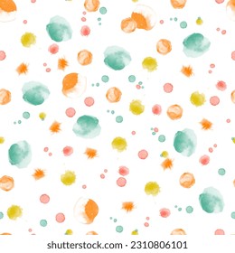 Watercolor Splatter Spots Vector Seamless Pattern