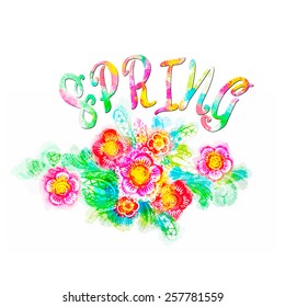 Watercolor splatters and blobs doodles. Hand drawn and painted texture. Vector background sketch tag