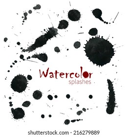 Watercolor splatters. Isolated vector splashes