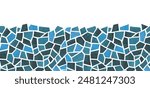 Watercolor split mosaic tile blue horizontal