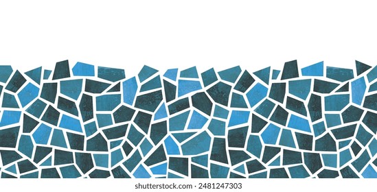 Watercolor split mosaic tile blue horizontal