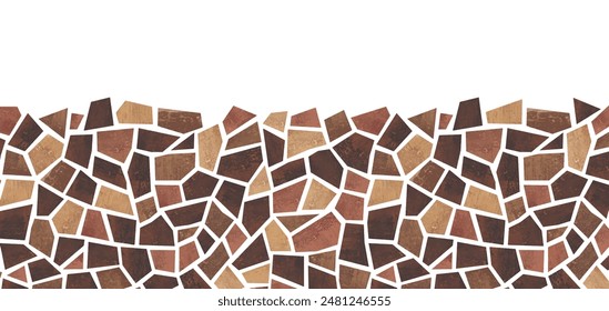 Watercolor split mosaic tile brown horizontal