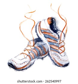 Watercolor sport shoes. Vector