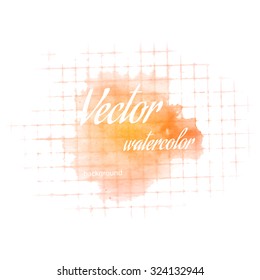 Watercolor spot on the checkered paper, vector illustration