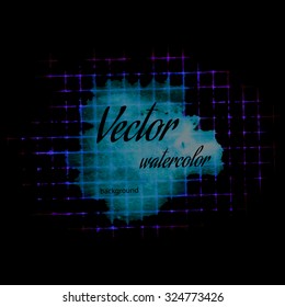 Watercolor spot on the checkered paper, vector illustration
