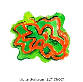 Watercolor spot on isolated white background. Colorful aquarelle stain.