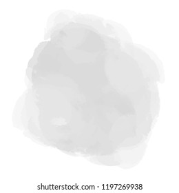 Watercolor spot on white. Aquarelle blotch on isolated background. Light blur stain. Hand drawn backdrop for design and work. Art creation. Doodle for inscriptions