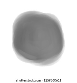 Watercolor spot on white. Digital aquarelle blotch on isolated background. Blur stain. Hand drawn backdrop for design and work. Doodle for inscriptions. Black and white illustration