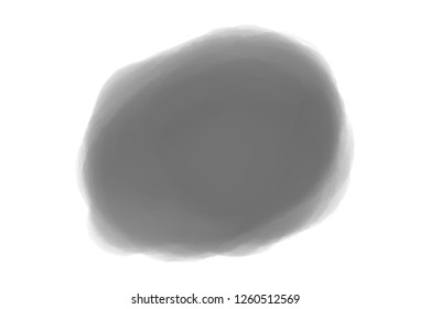 Watercolor spot on white. Digital aquarelle blotch on isolated background. Blur stain. Hand drawn backdrop for design and work. Doodle for inscriptions. Black and white illustration