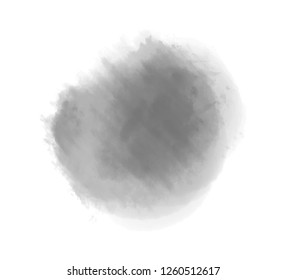 Watercolor spot on white. Digital aquarelle blotch on isolated background. Blur stain. Hand drawn backdrop for design and work. Black and white illustration