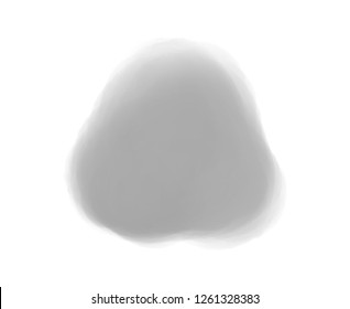 Watercolor spot on white. Digital aquarelle blotch on isolated background. Light blur stain. Hand drawn backdrop for design and work. Black and white illustration