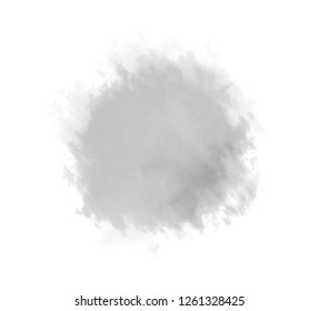 Watercolor spot on white. Digital aquarelle blotch on isolated background. Light blur stain. Hand drawn backdrop for design and work. Black and white illustration