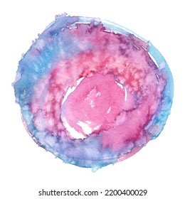 Watercolor Spot Round Shape Pink-blue; Round Watercolor Spot; Round Spot Watercolor Dry Brush