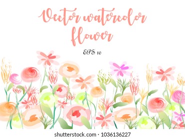 Watercolor spring flower, vector ilustration on white background