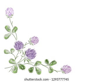 Watercolor spring flowers, pink and blue clover. Floral seamless pattern can be used for wallpaper, textile printing, card. Hand drawn endless vector illustration of flowers on light background. 