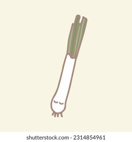 watercolor of spring onion , hand drawing of spring onion