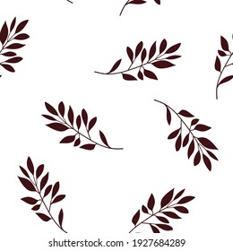 El patrón de las acuarelas es fluido con ramas y hojas dibujadas a mano. deja el fondo. Textos para telas de moda, decoración doméstica, camisetas, tarjetas y plantillas,Ilustración vectorial