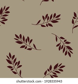Watercolor spring seamless pattern with hand drawn branches and leaves. leaves background. Texture for fashion fabrics, home decor,T-shirts, cards and templates,Vector illustration