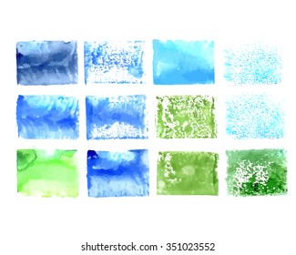 Watercolor square colorful backgrounds with different structure